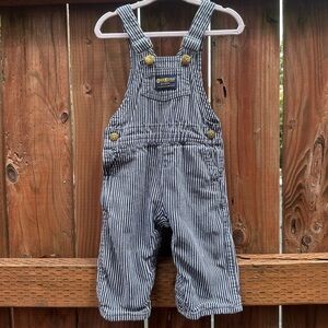 Oshkosh vintage made in USA conductor striped overalls
